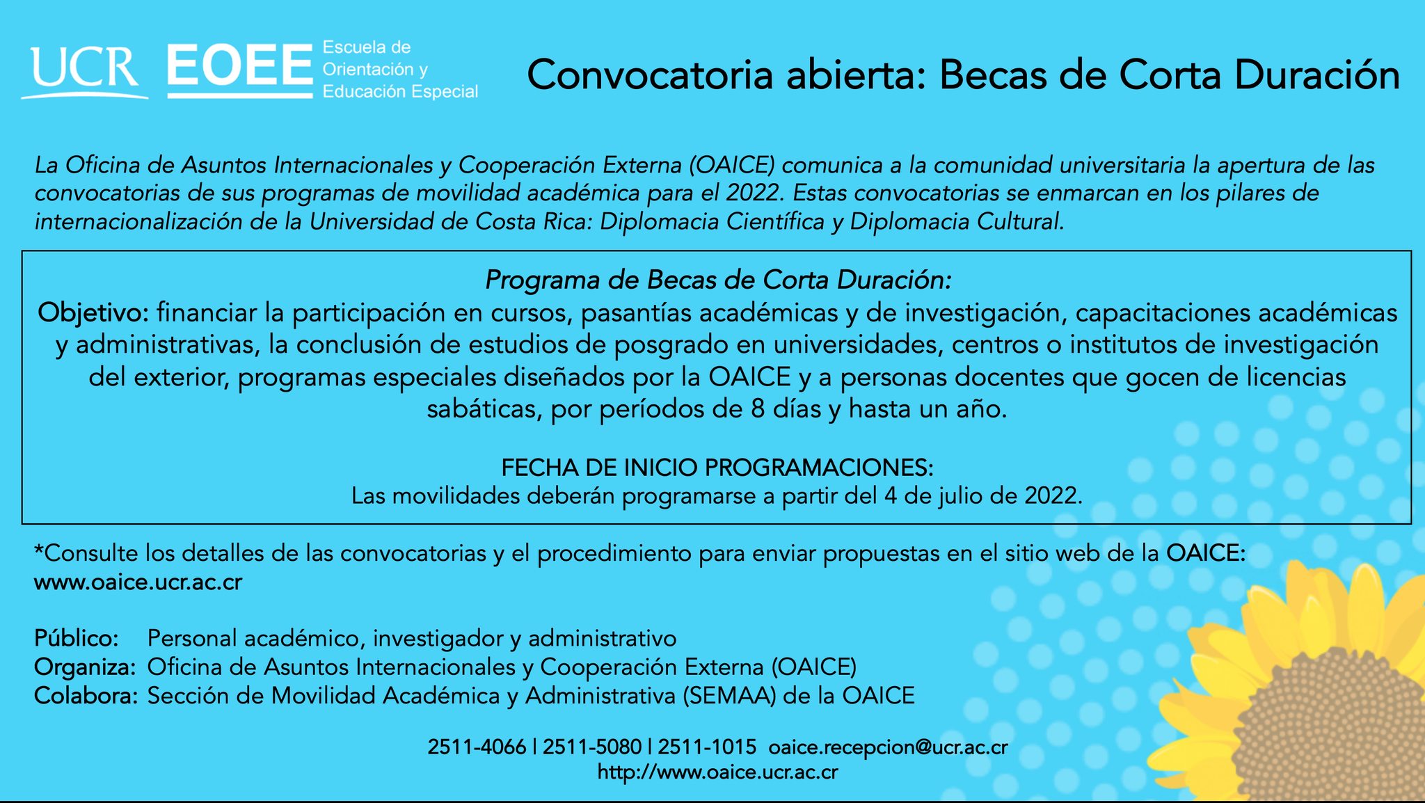 Afiche informativo programa de Becas de Corta Duración