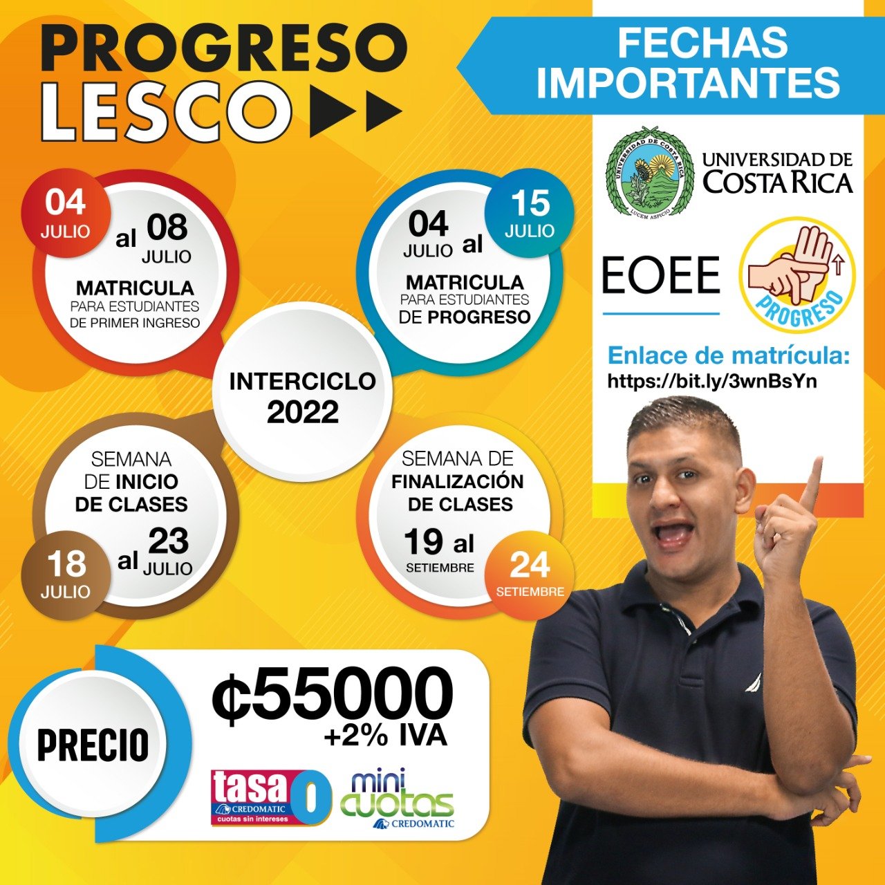 Afiche con fechas del Interciclo 2022.