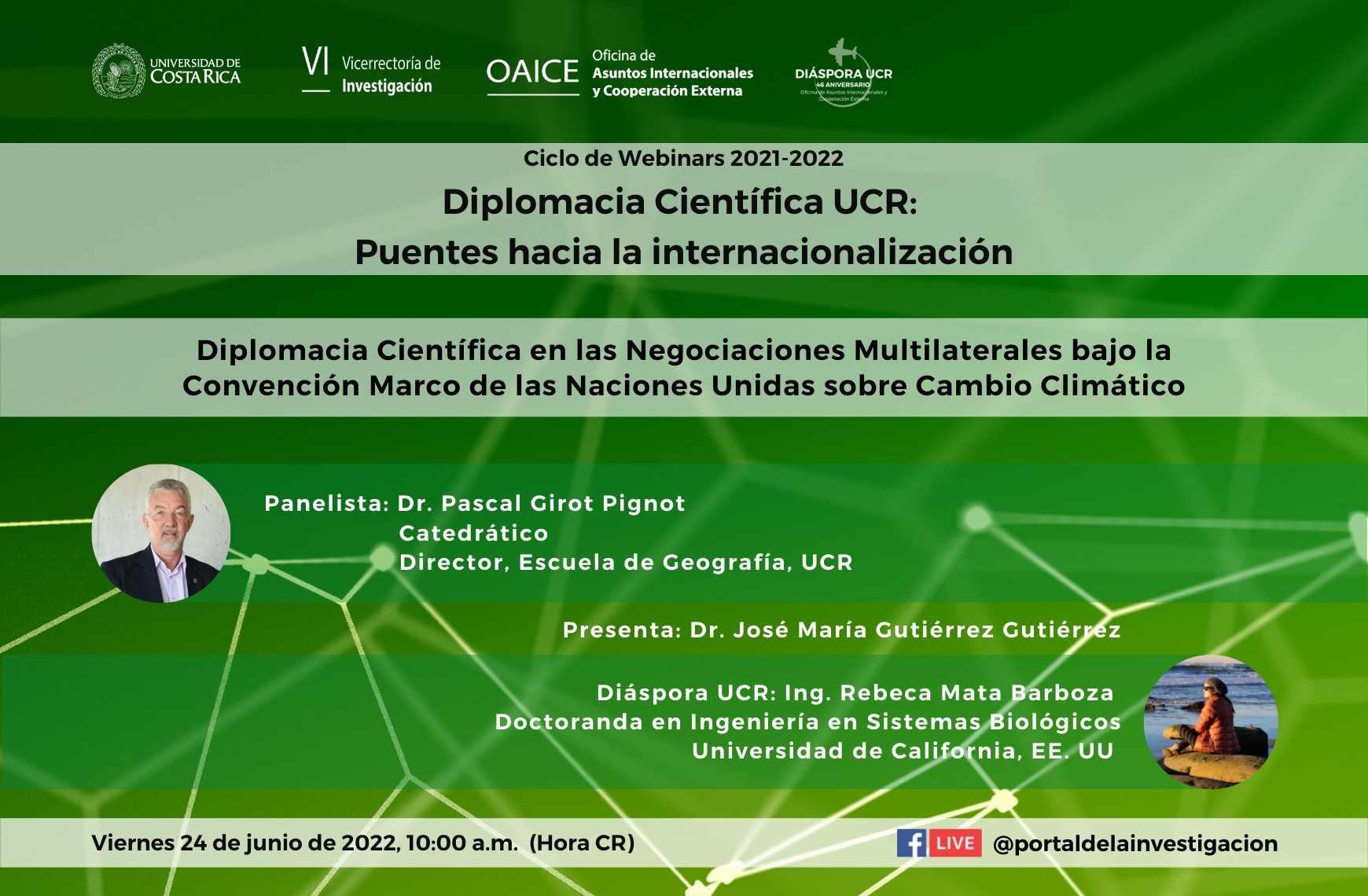 Afiche sobre Ciclo de Webinars sobre Diplomacia Científica