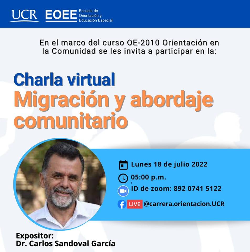 Afiche Charla Virtual Migración y abordaje comunitario.