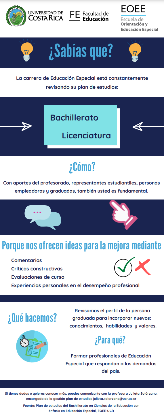 Infografía proceso de revisión de plan de estudios de Educación Especial