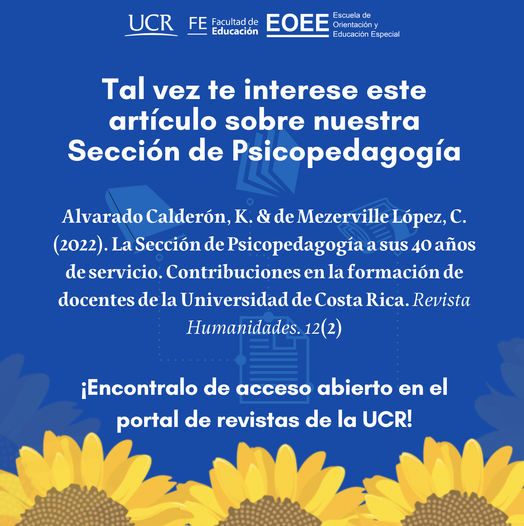 Afiche con referencia al nuevo artículo de la Sección de Psicopedagogía