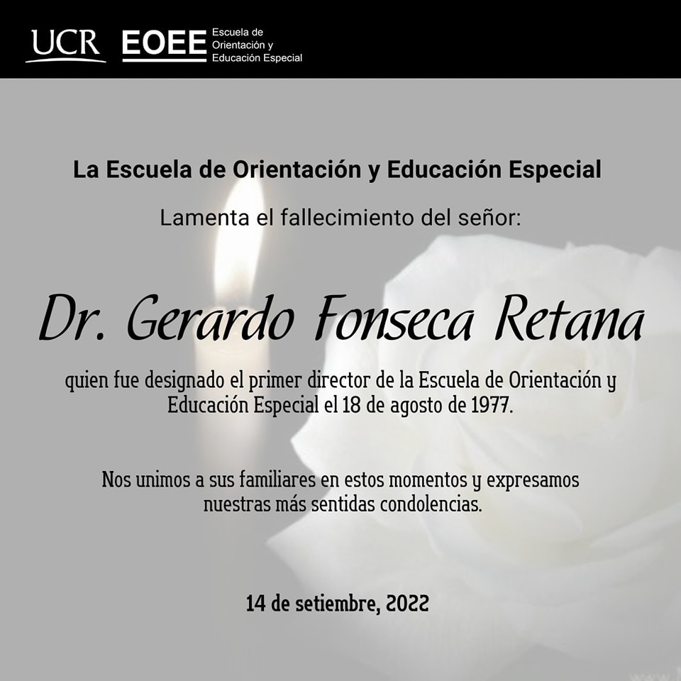 Obituario Dr. Gerardo Fonseca Retana.