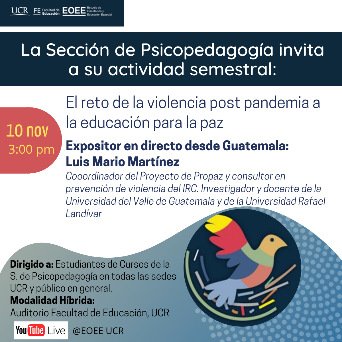 Afiche de invitación a Actividad de Sección de Psicopedagogía