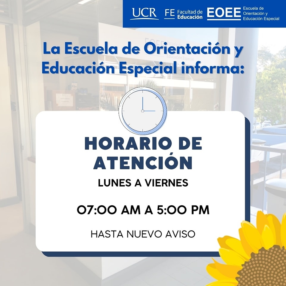 NUEVO HORARIO DE ATENCIÓN DE LA ESCUELA. | EOEE