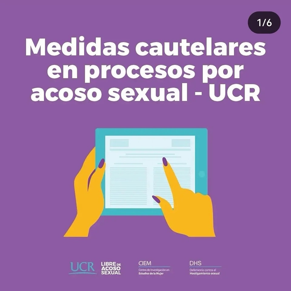 Afiche con título medidas cautelares en procesos por acoso sexual - UCR