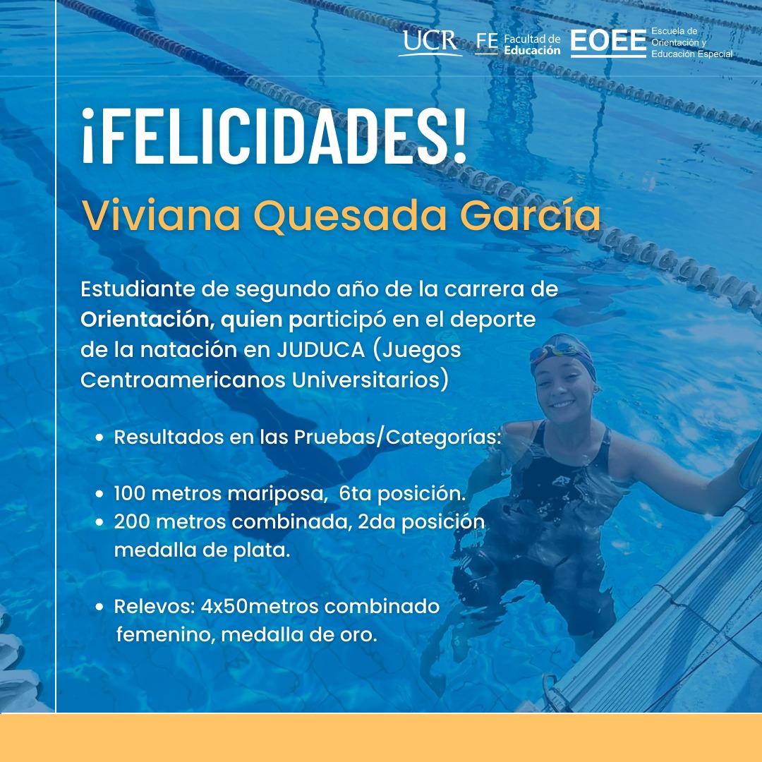 Afiche con imagen de fondo de Viviana en la piscina olímpica y mismo texto que la publicación.