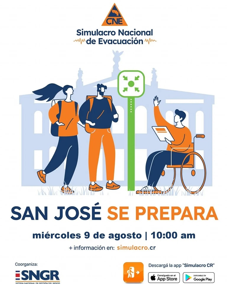 Afiche sobre el Simulacro con título que dice San José se prepara.