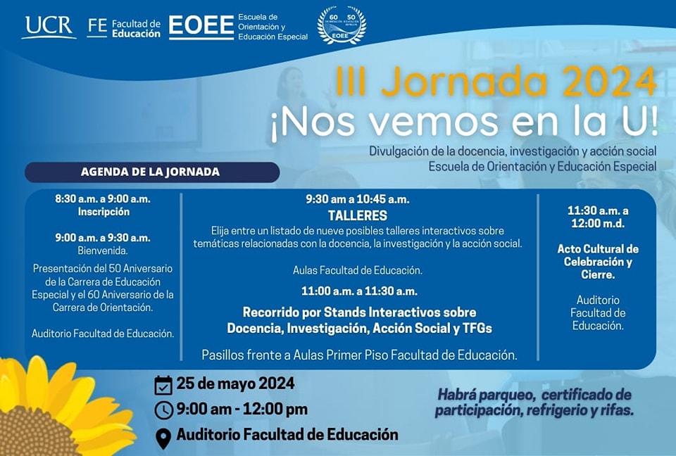 Afiche con horario del a jornada.