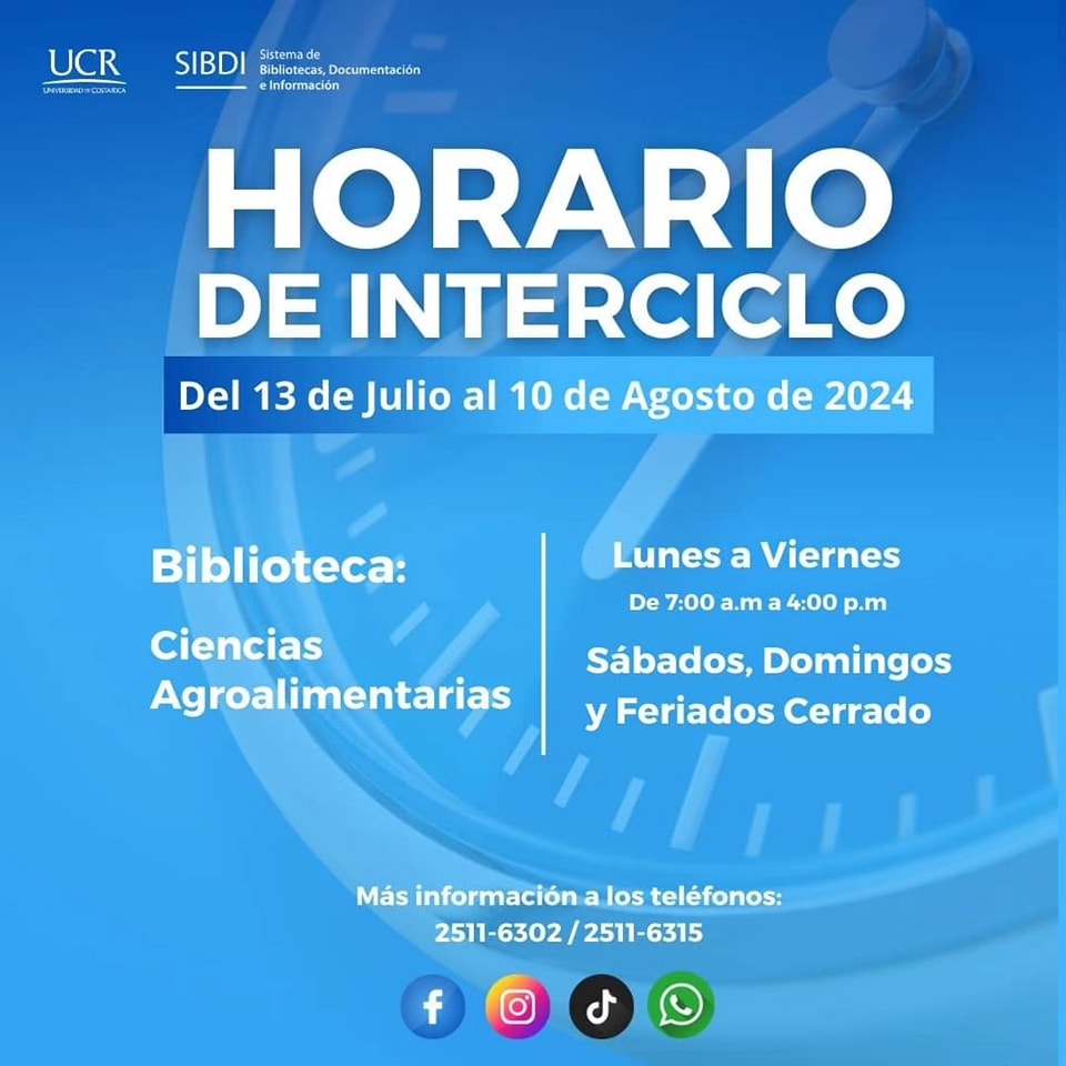 Horario de bibliotecas de Interciclo.