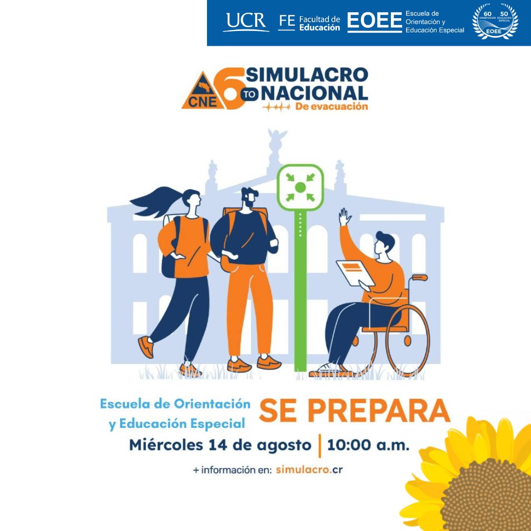 Afiche con logo del Simulacro e información de que la EOEE se prepara.