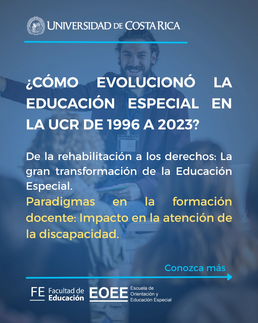 Afiche con título del artículo académico promocionado en la publicación.
